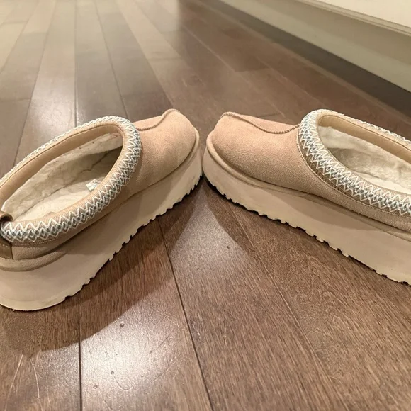 UGG TAZZ PLATFORM Sand/Blue Suede Cozy Slipper sz 9 - Picture 5 of 9